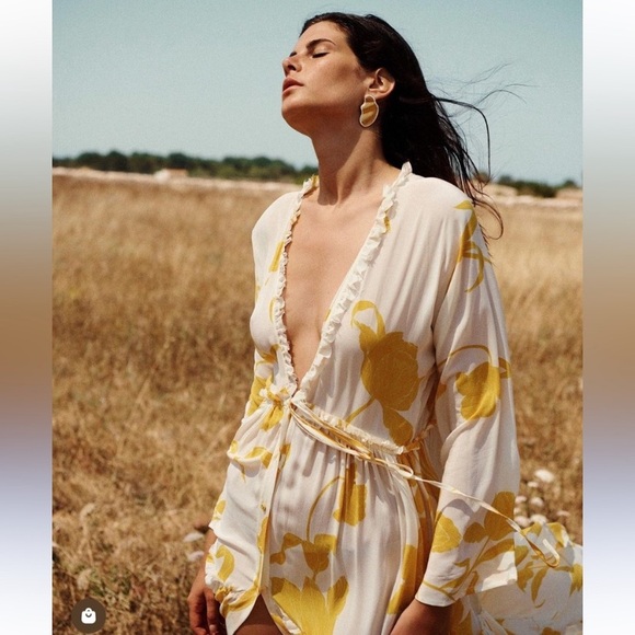 Evarae 100% Silk Talia Flower of Joy Kimono Floral Maxi Dress - Picture 3 of 14